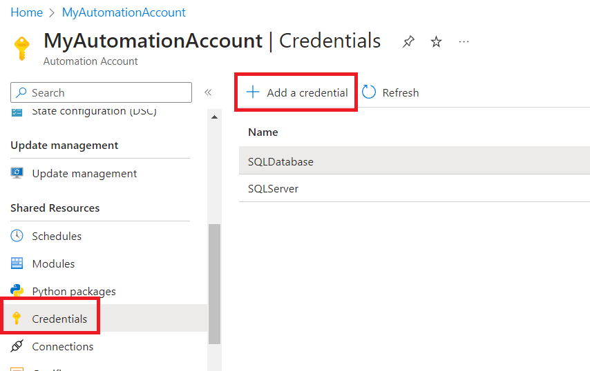 Azure Automation Account Credentials