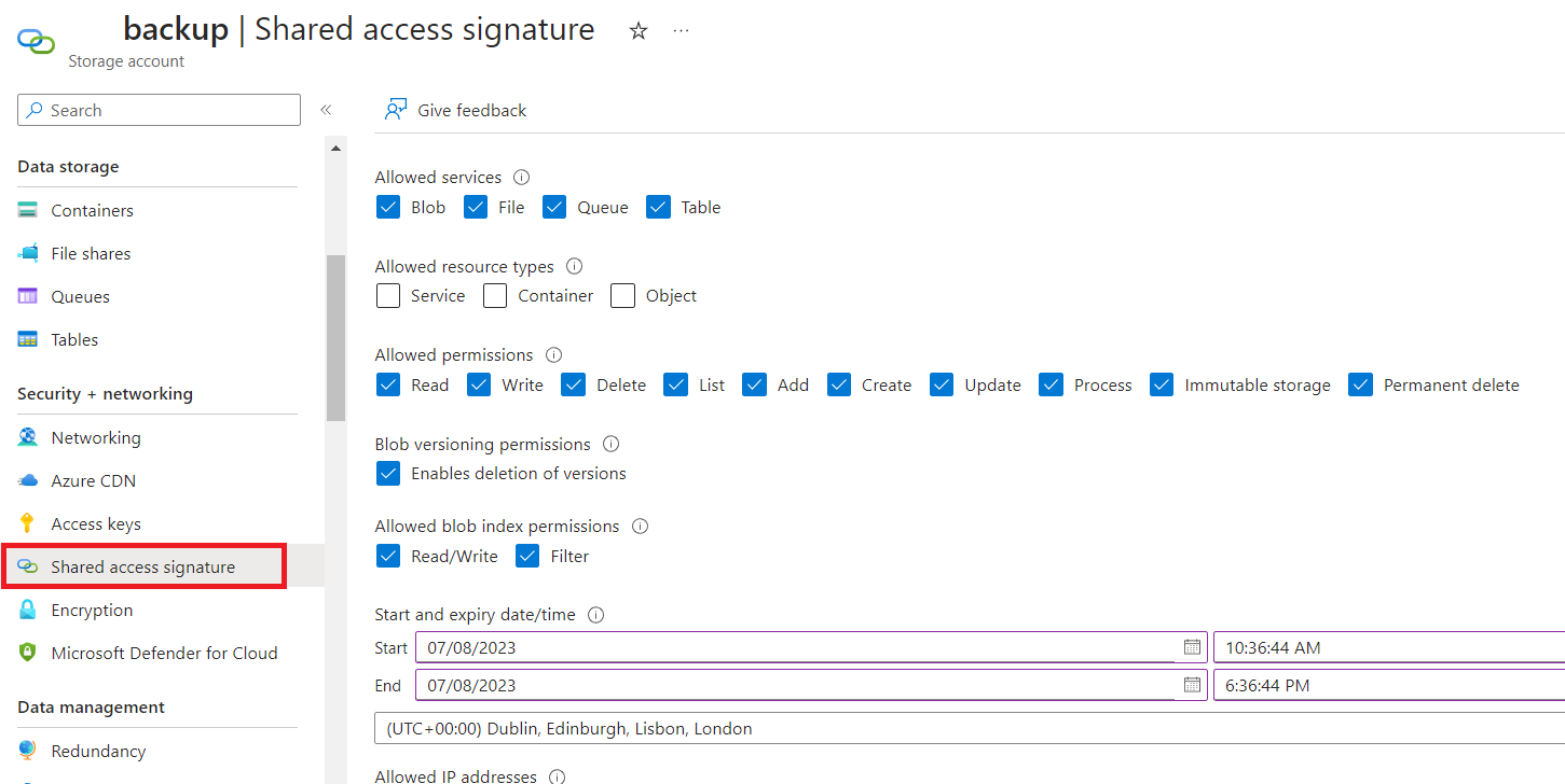 Azure Storage Access Keys